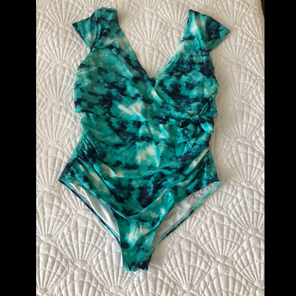 Blue tie-dye one piece